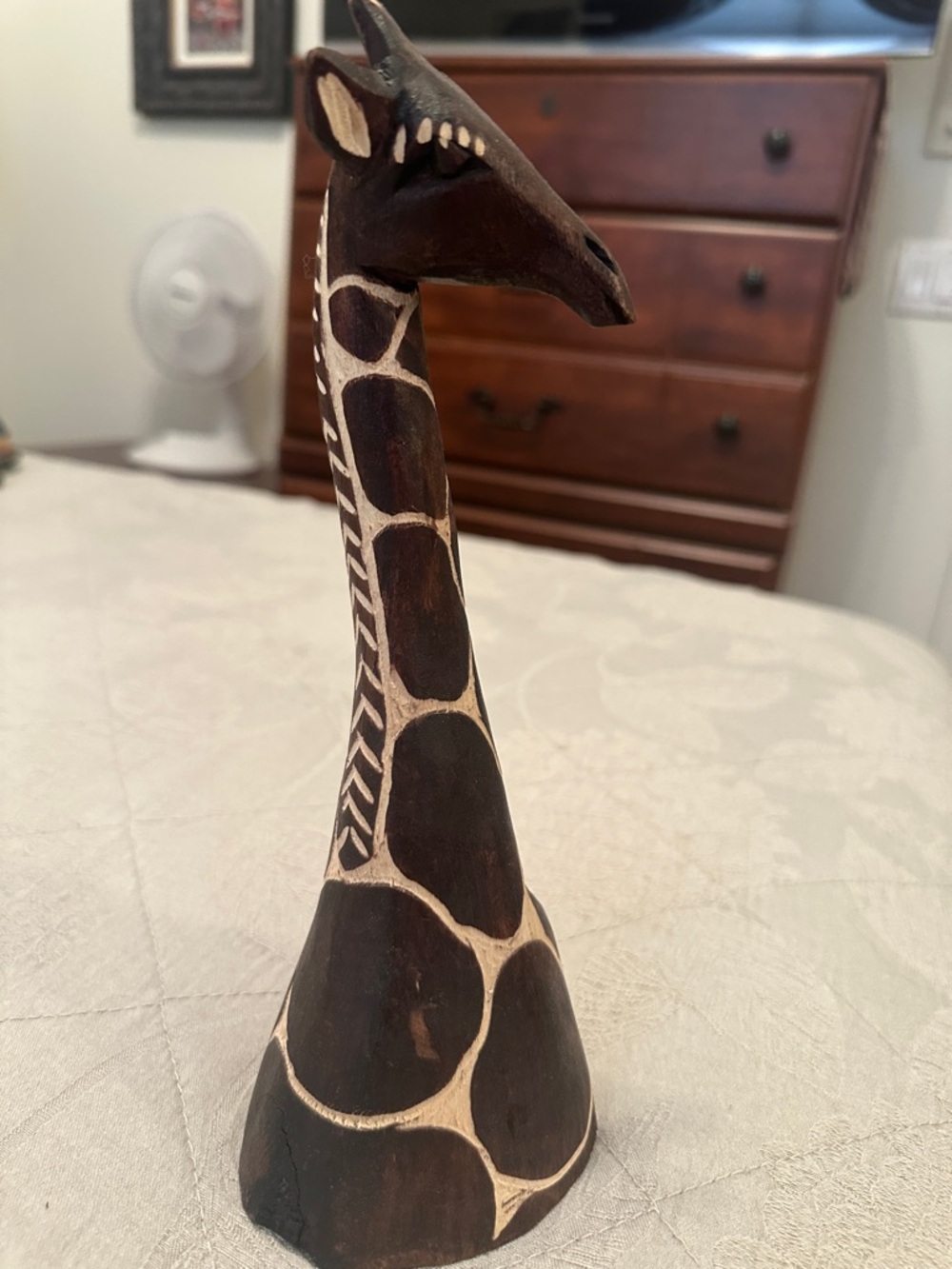 Hand-Carved Dark Brown Giraffe Wooden Sculpture - Home Art Decor